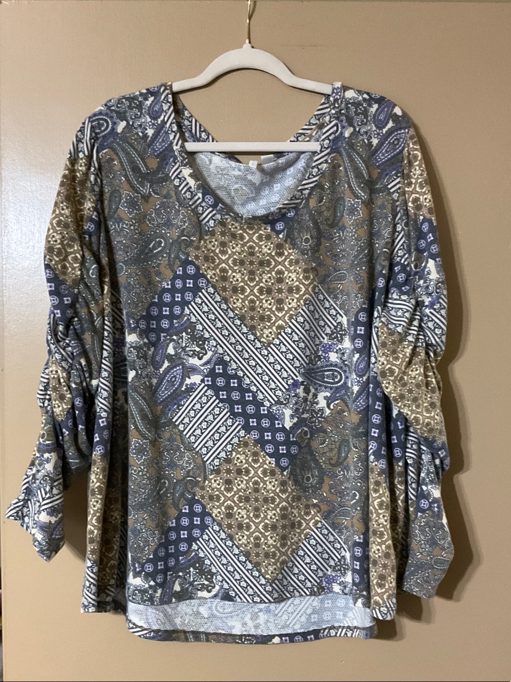 Cato Patchwork Paisley Long Sleeve Top